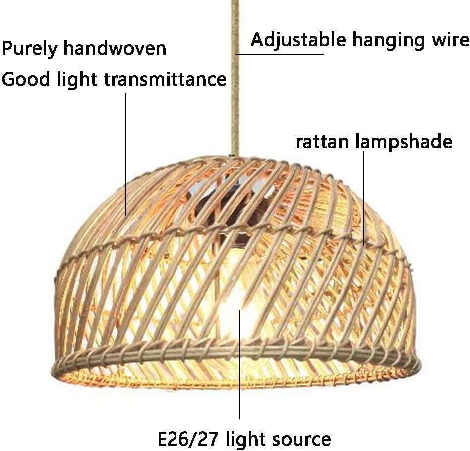 Chandelier de ratán tejido a mano H3TF5J con cable ajustable de 120cm para techo 7