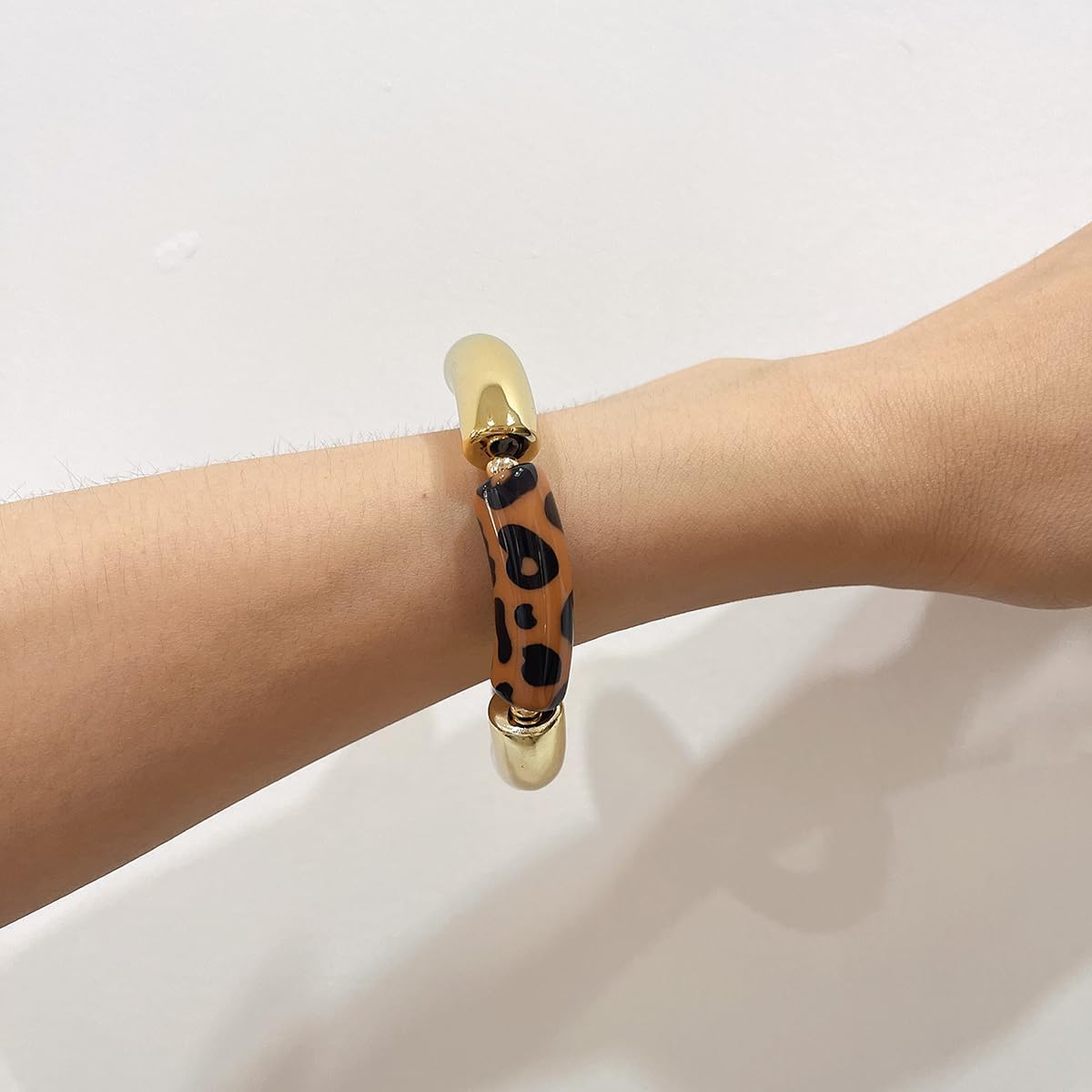 Leopard Stretch Bangle Bracelet for Women Acrylic Boho Accessory Wrist Bangle Bracelets Fashion Jewelry for Mother - Image 3