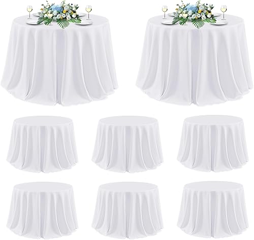 Miniatura 17 de sancua - Manteles blancos rectangulares, paquete de 8 manteles para mesas de 6 pies - Fundas de mesa lavables de poliéster para bodas, fiestas de
