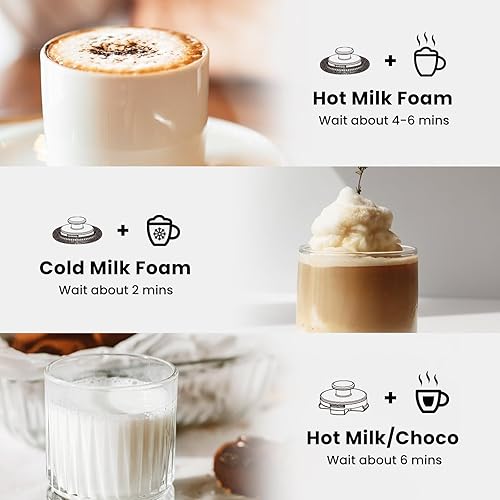 Miniatura 3 de Espumador de leche eléctrico desmontable calentador de leche de 12 onzas11.8 fl oz, gran capacidad, automático de espuma fría, espumador de acero