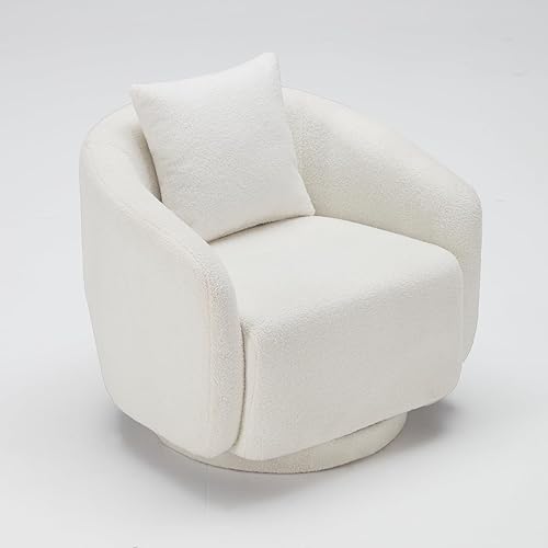 Farini Sillón giratorio con acento para sala de estar, dormitorio, sala de espera, oficina (blanco)