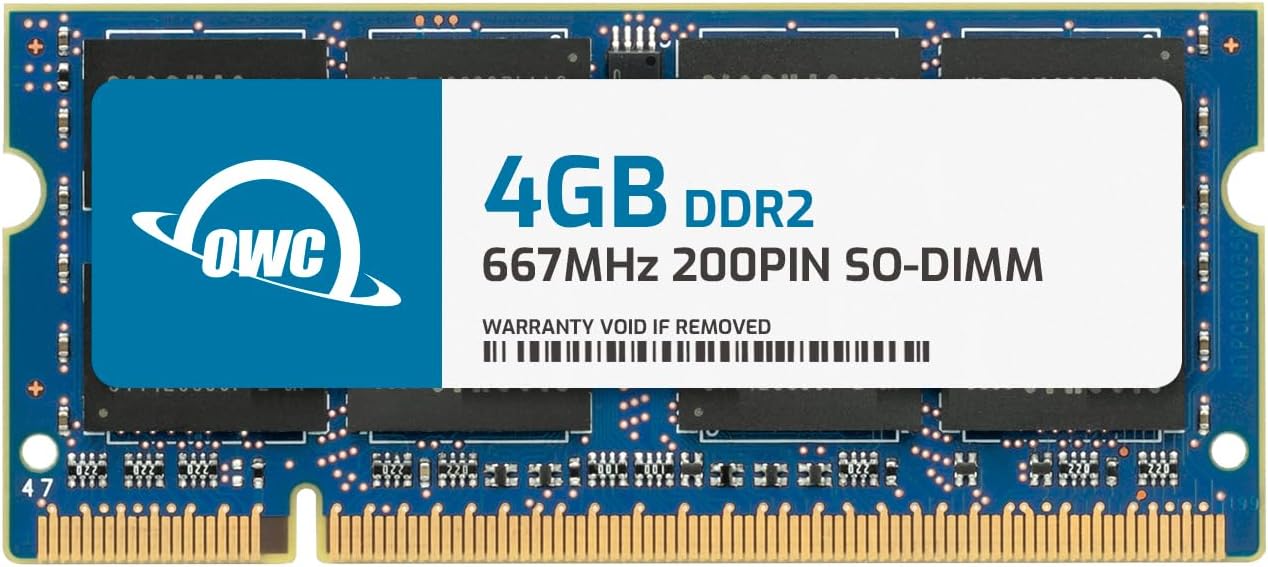 OWC 4GB DDR2 667MHz SO-DIMM Memory RAM Compatible with MacBook (Late 2007/Early 2008), MacBook Pro (Mid/Late 2007, Early 2008), & iMac (Late 2007) with Core 2 Duo CPU (OWC5300DDR2S4GB)