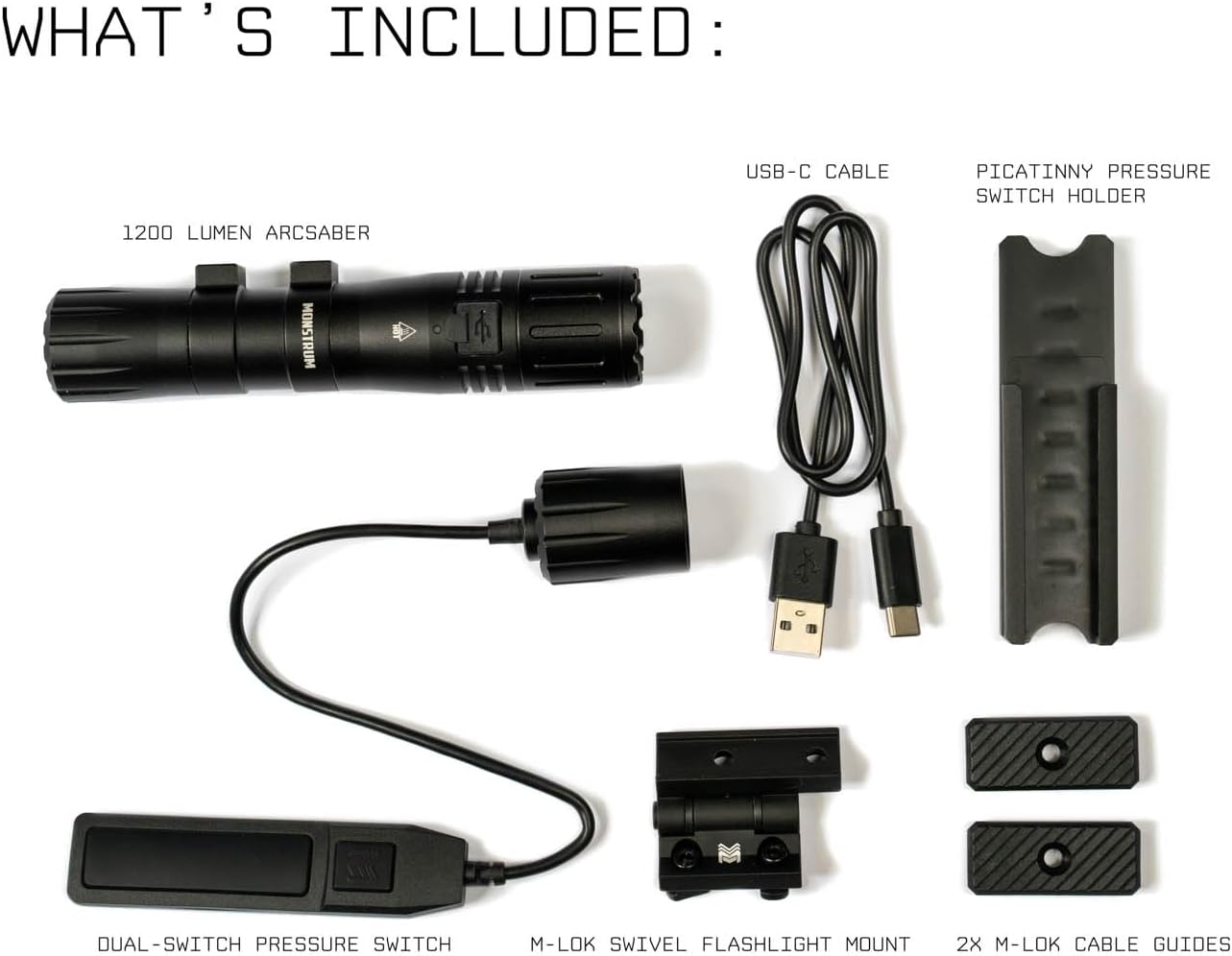 Monstrum ArcSaber 1200 Lumens Weapon Light with Remote Pressure Switch | Compatible with M-LOK