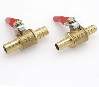 Joyangy 2pcs 3/8" Brass Water Shut Off Ball Valve, 3/8 Inch Water Turn Off Ball Valve, 10mm Hose ID Barb Ball Valve for Air, Water 10mm Tubing