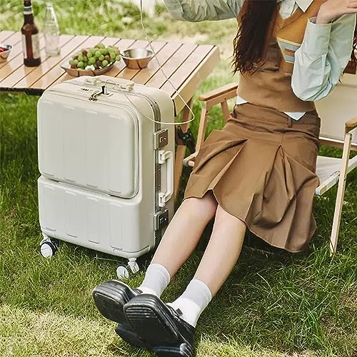 Carry-on Suitcase Luggage Suitcases with Charging Port Luggage Expandable Combination Lock Luggage Carry-on Suitcases Carry On Luggages,White-20inch (Yellow 22inch)4