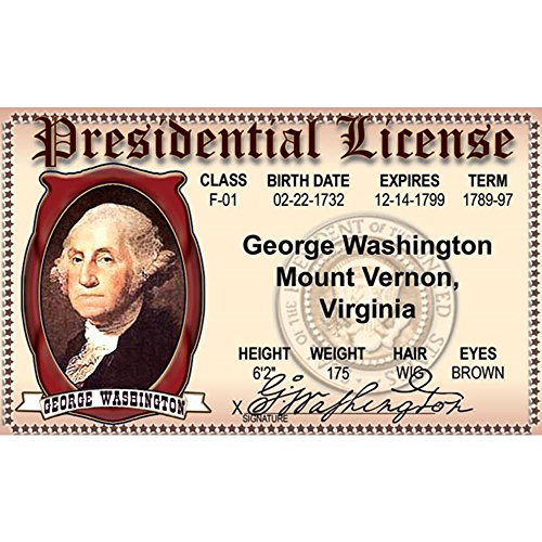 Signs 4 Fun Parody Driver’s License | Washington President ID | Fake ID Novelty Card | Collectible Trading Card Driver’s License | Novelty Gift for Holidays | Made in The USA