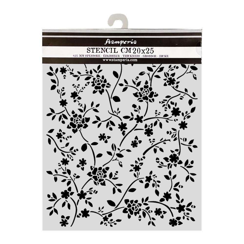 Stamperia - Thick Stencil for Scrapbooks, Albums, Cards, Bullet Journals, and More, Flexible Material, Easy to Clean, Perfect for Crafts and Gifting (All Around, Ramage)