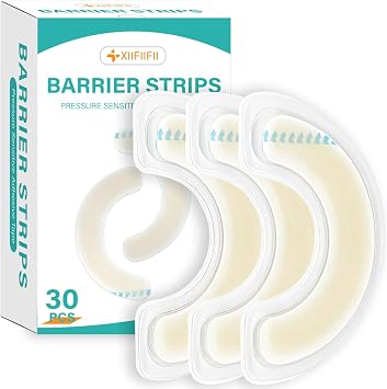 30 Pcs Elastic Ostomy Barrier Strips, Ostomy Skin Supplies, Medical Grade Skin-Friendly Leak-Proof Adhesive, Hydrocolloid Tape for Colostomy Ileostomy Urostomy Bags