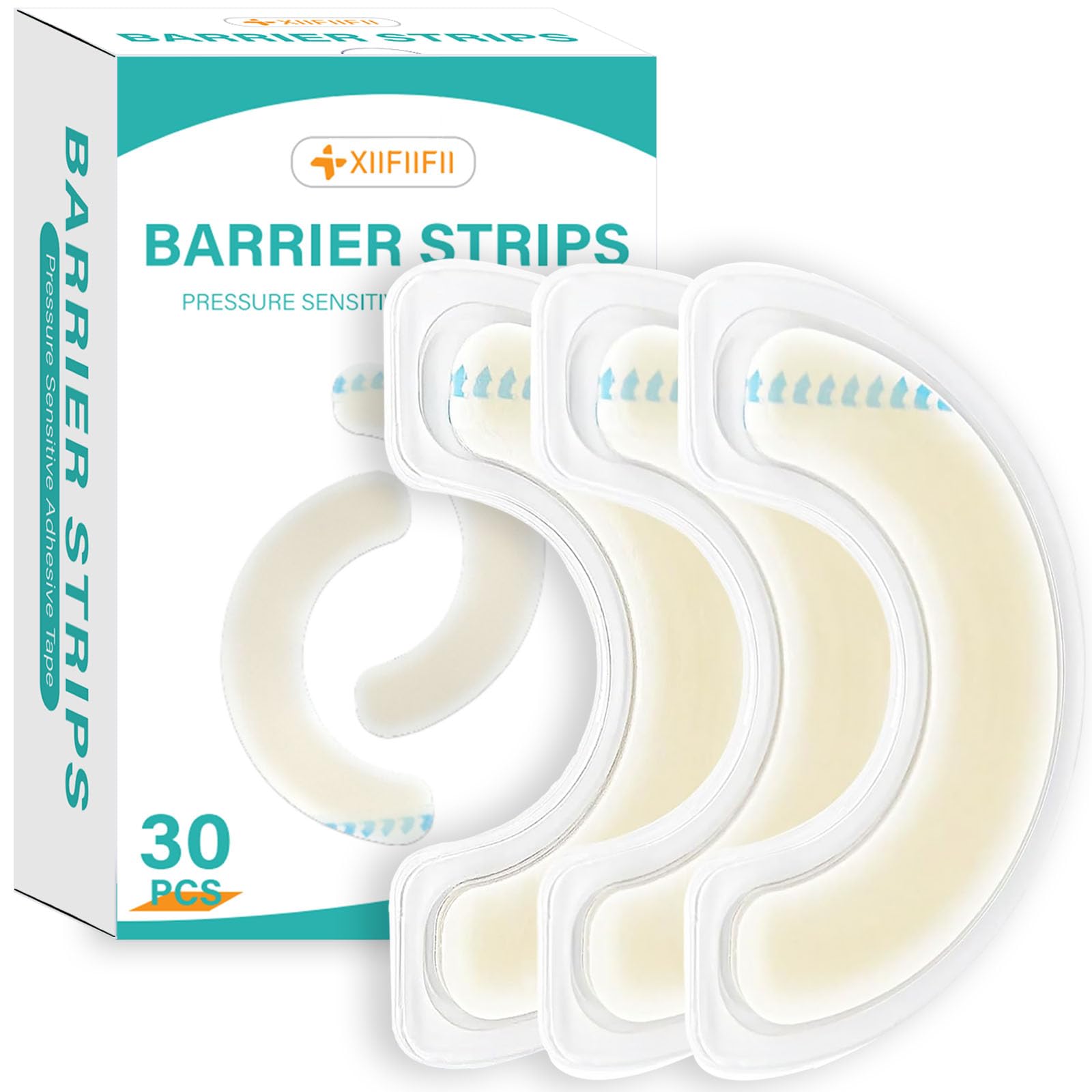 30 Pcs Elastic Ostomy Barrier Strips, Ostomy Skin Supplies, Medical Grade Skin-Friendly Leak-Proof Adhesive, Hydrocolloid Tape for Colostomy Ileostomy Urostomy Bags