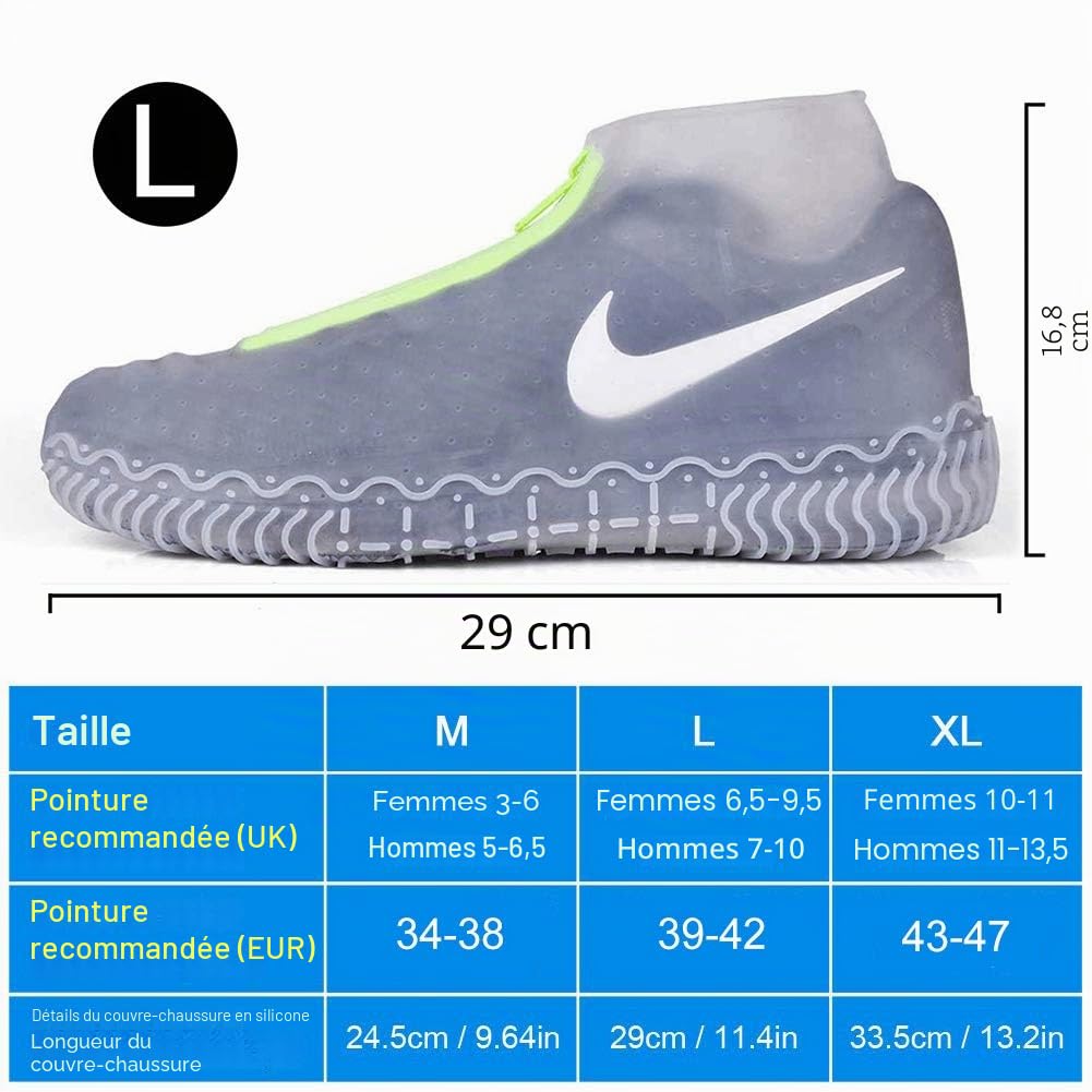 Couvre Chaussures Imperméables, Couvre Chaussures en Silicone Réutilisables avec Semelle Renforcée Antidérapante pour Les Jours Pluvieux et Neigeux pour Hommes, Femmes