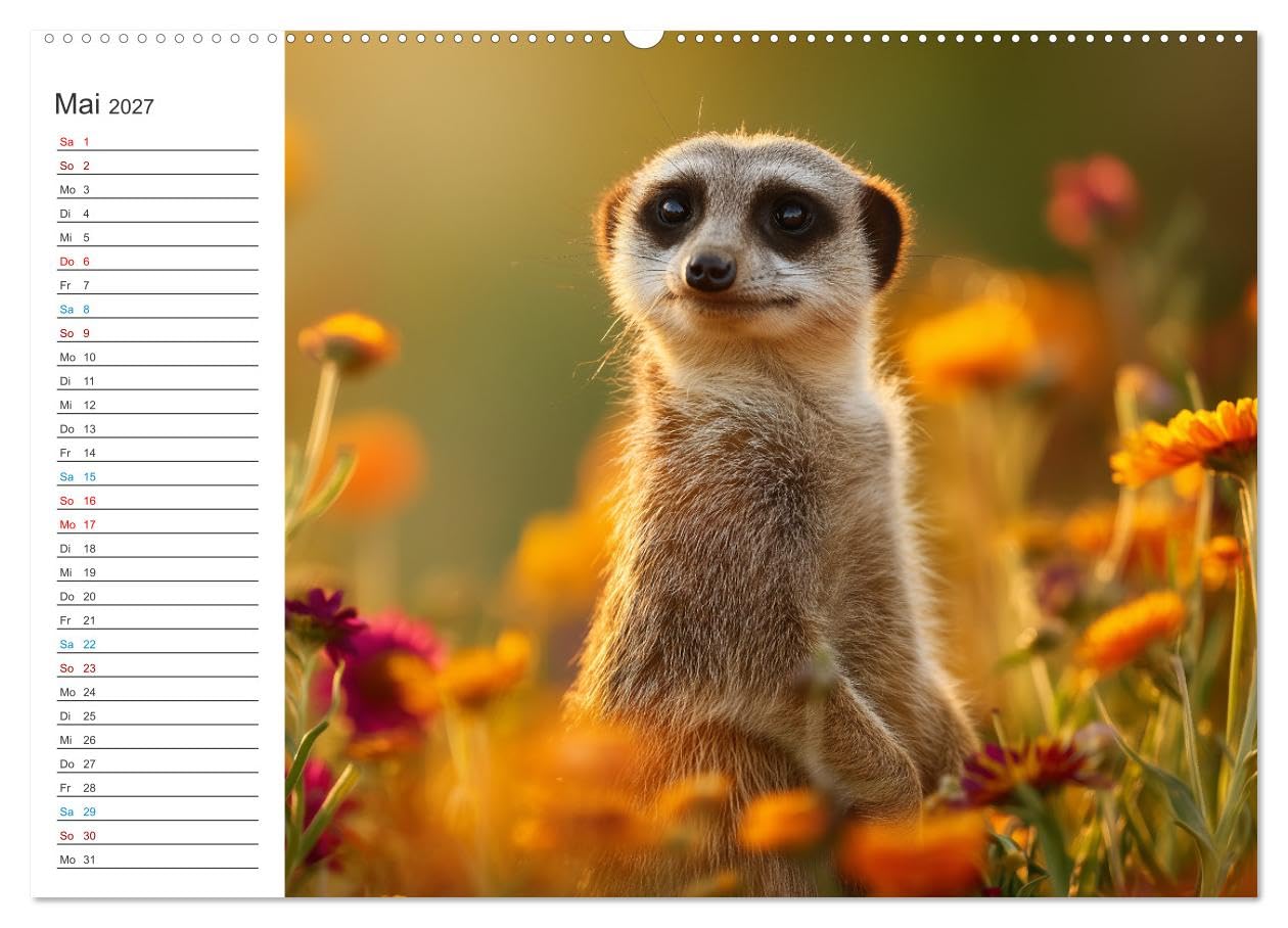 Die Welt der Erdmännchen (hochwertiger Premium Wandkalender 2027 DIN A2 quer), Kunstdruck in Hochglanz: Dieser liebevoll gestaltete Wandkalender ... Tiere der Wüste. (CALVENDO Tiere)