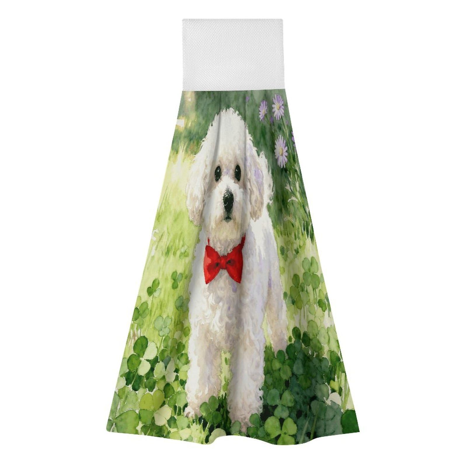LZQPOEAS Puppy Hand Towel Reusable Polyester Towel Quick Dry Microfiber Washcloths, Reusable Lint Free Cleaning Towels for Bathroom Kitchen Hotel Spa Home Daily Use