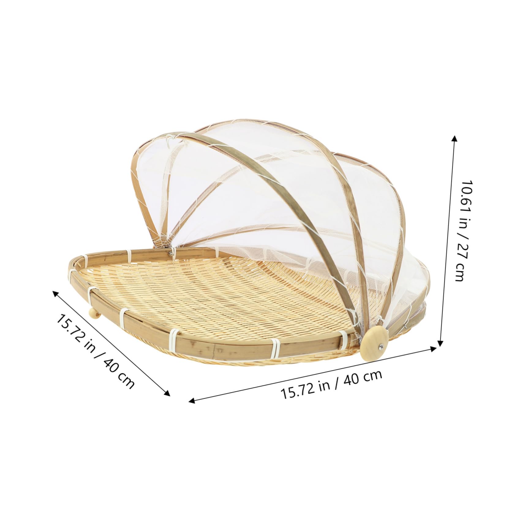 1Pc Manual Woven Dustpan Basket with Food Net Rustic Woven Basket for Home Use Multi Purpose Storage Khaki for Drying Fruits and Vegetables