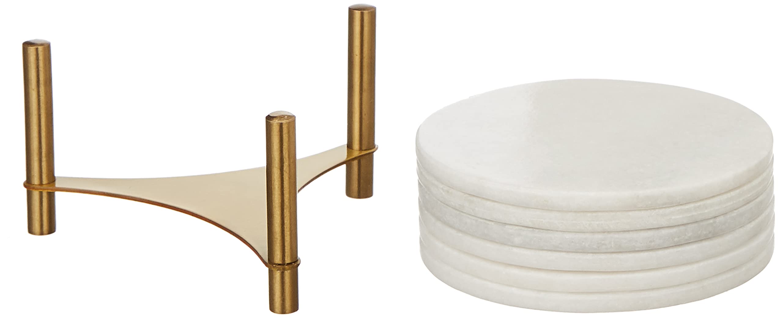 Queenza Marble Coasters, Set of 6 Pearl White Marble Drink Coasters with Holder, 3.5 Inch Wide, 5 mm Thick - Image 4