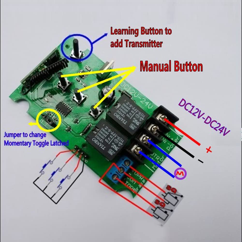 Rumoe 12V-36V Motor Controller – Wireless Remote Switch For Linear Actuator, Forward/Reverse/Stop, 10A Relay