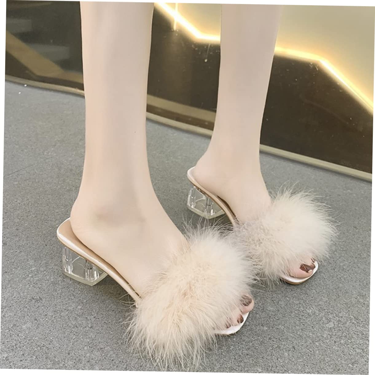 FRCOLOR Pantuflas Mullidas de Tacón para Mujer, Cómodas y Antideslizantes Diseño Elegante y Material de Gamuza para Verano y Fiesta