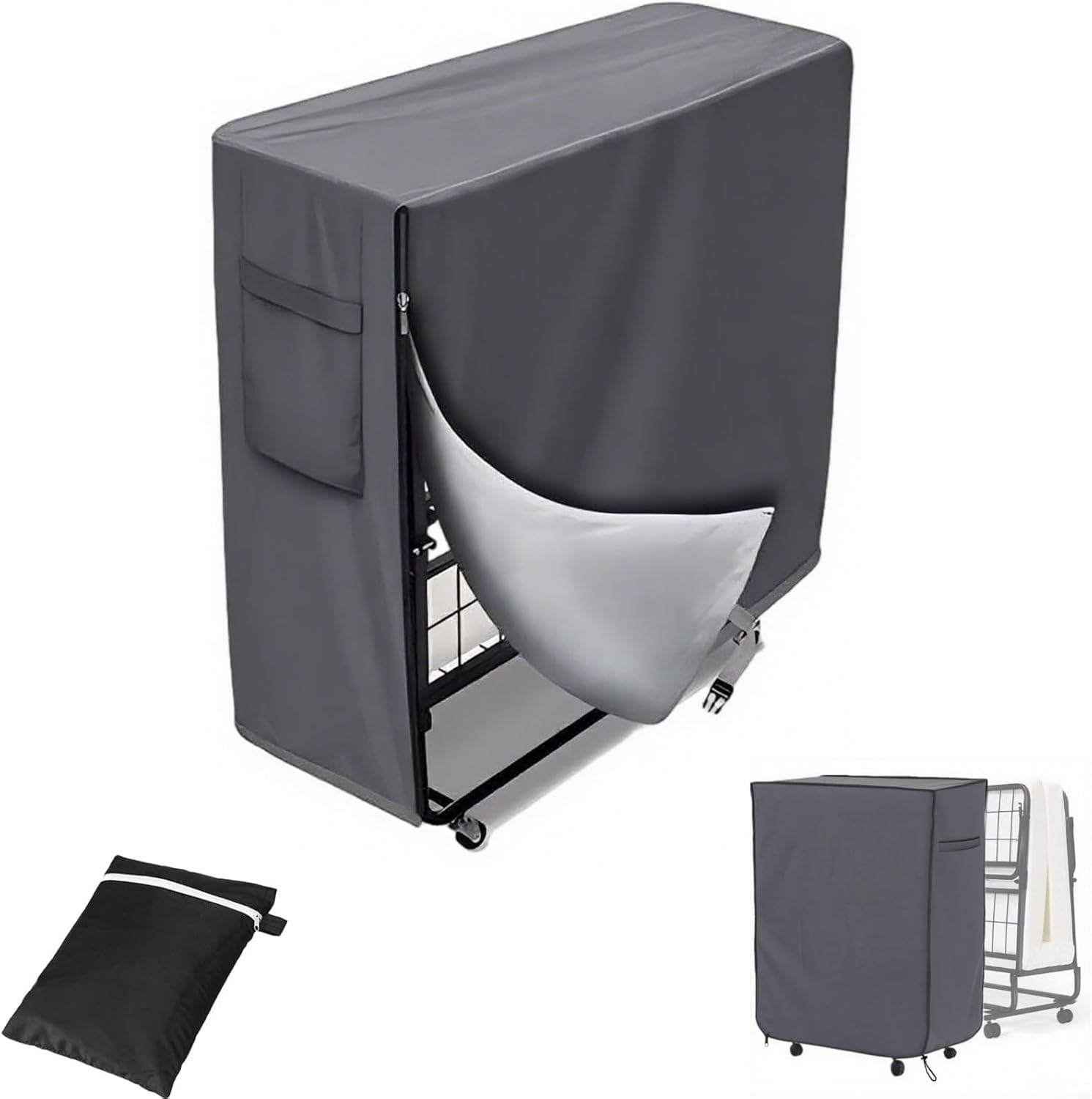Copriletto Pieghevole Antipolvere con Cerniera - Per Ufficio, Tempo Libero, Campeggio e Letto degli Ospiti, Resistente ai Raggi UV, Impermeabile e con Design a Foro di Sfiato (Grigio, 84*33*107CM)