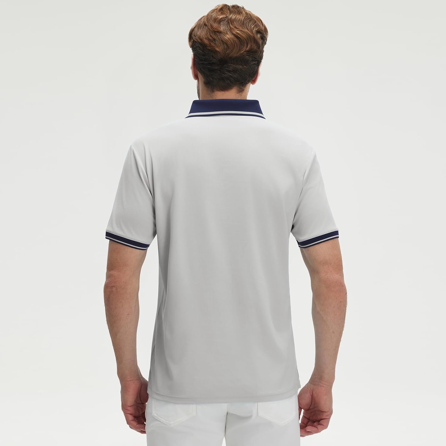 M MAELREG Golf Shirts for Men Short Sleeve with Contrast Collar & Cuffs Performance Dry Fit Stretch Solid Casual Polo Shirts
