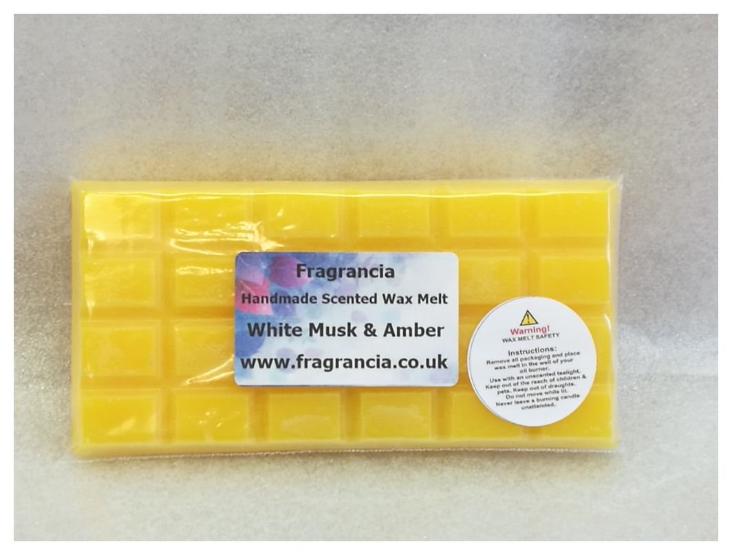 Fragrancia White/Amber A Single Handmade Highly Scented Wax Melt Bar (Fragrances N - Z) ( Musk & Amber)
