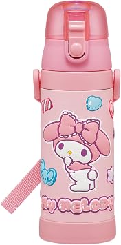 Skater SDPV5-A Childrens Stainless Steel Water Bottle, Direct Drinking, 16.2 fl oz 480 ml, Sanrio My Melody, Marshmallow Gummy, Girls, 3D Print, Childrens Friendly, Lightweight Type, Cold