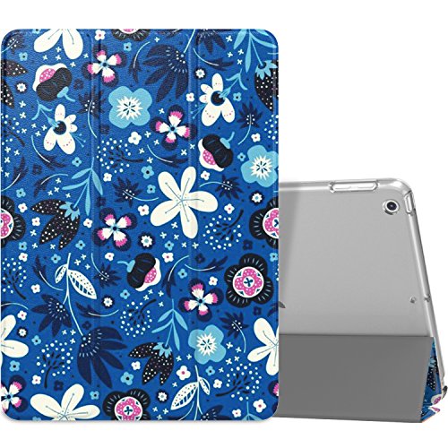 Moko Case Fit 2018/2017 Ipad 9.7 6Th/5Th Generation - Slim Lightweight Smart Shell Stand Cover With Translucent Frosted Back Protector Fit Ipad 9.7 Inch 2018/2017, Blue Flowers(Auto Wake/Sleep) #TOP19