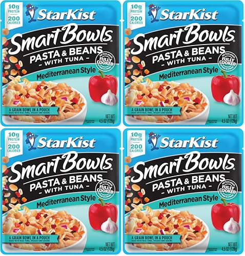 Image of StarKist Smart Bowls Tuna, Pasta and Beans, Mediterranean Style, 4.5 oz Pouch (Pack of 4)