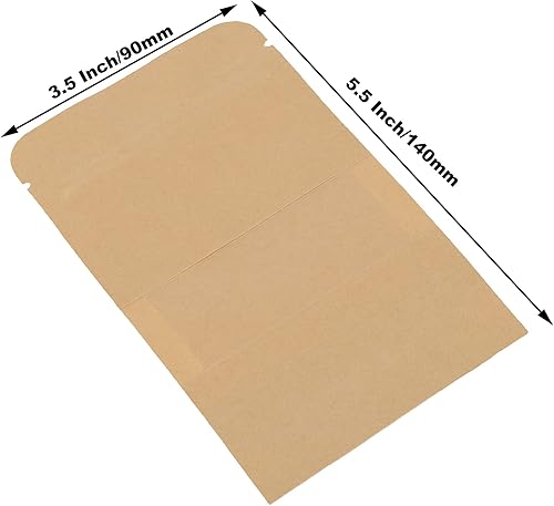 Miniatura 2 de SHEUTSAN Paquete de 500 bolsas de papel kraft con ventana, 3.5 x 5.5 pulgadas, bolsas de almacenamiento de pie, bolsa de papel de sellado Ziplock,