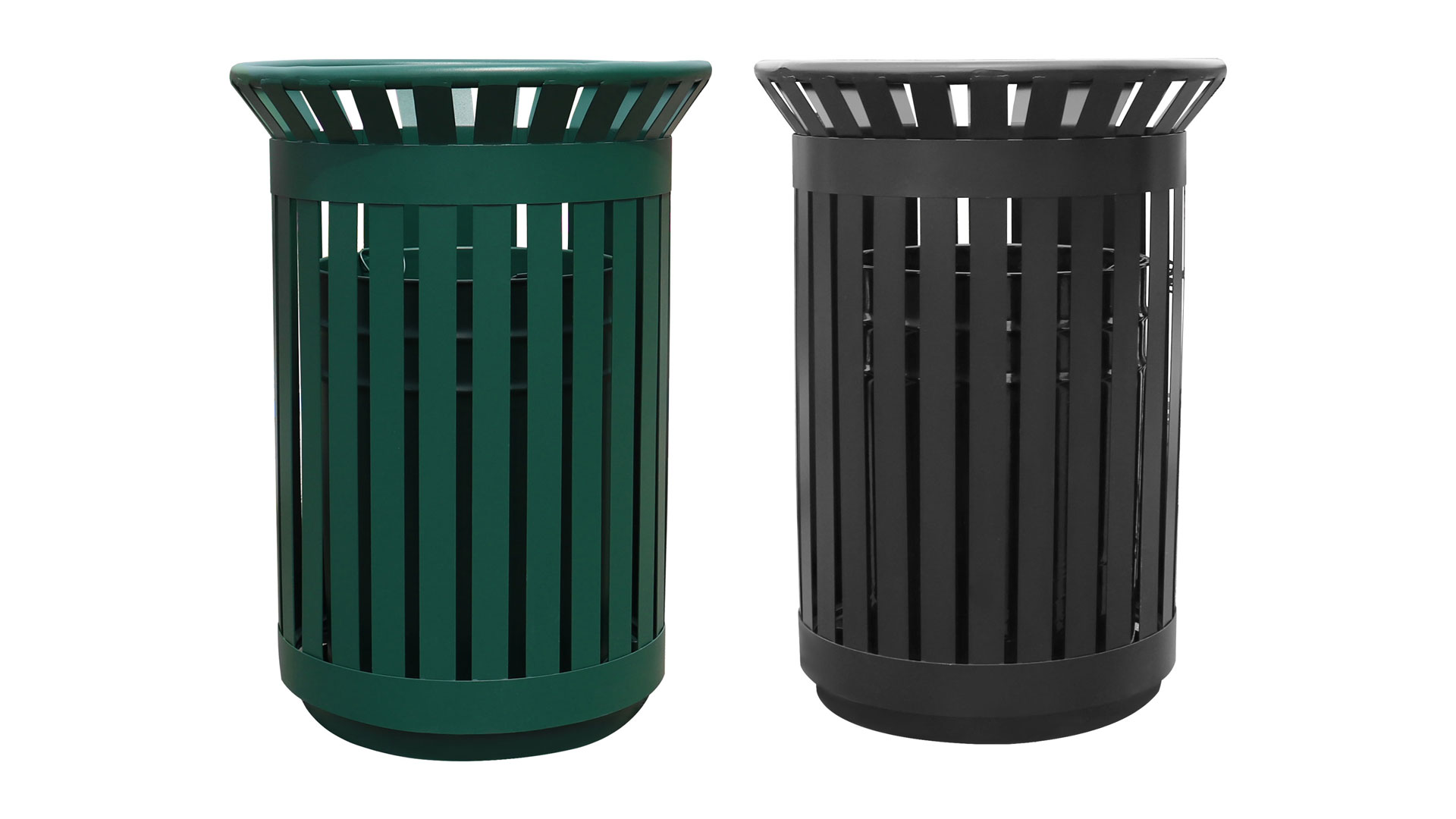 Image of Outdoor Metal Slatted Trash Receptacle,Waste Receptacle，Commercial Trash Cans,Zone Round Garbage Bin,Square Hotel Street Patio Indoor Metal Stan (Big-Black)