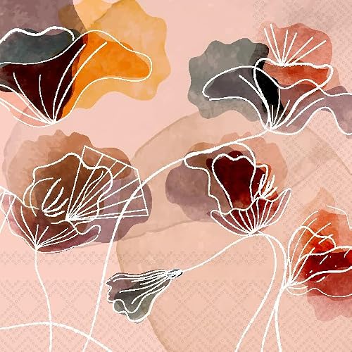 IHR Ideal Home Range Cocktail Napkins Disposable 3-Ply Paper Party Napkin Pack, 5" x 5", Alma, 20-Count