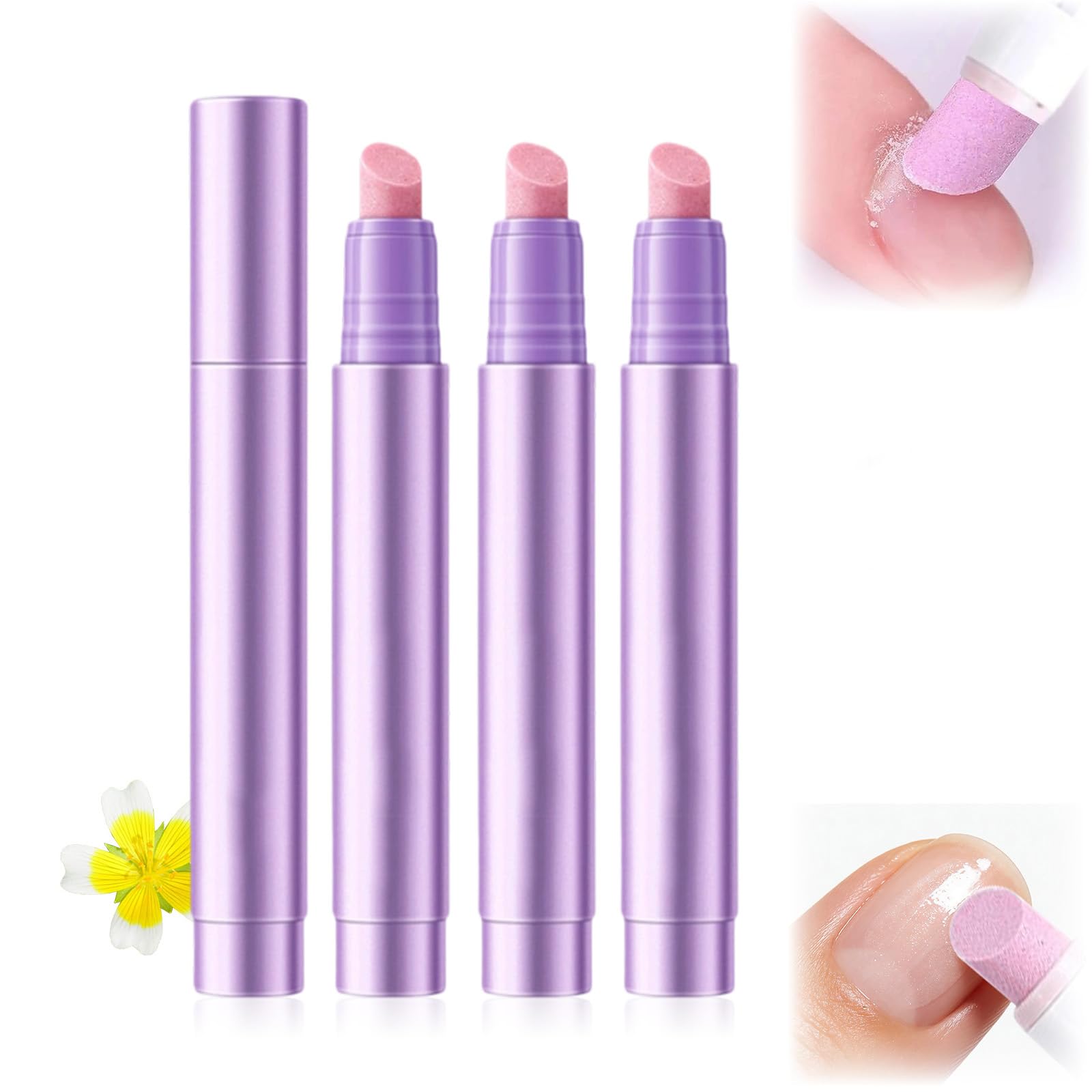 3Pcs Cuticle Oil Pusher Pen Set, 2-in-1 Ceramic Cuticle Pushers Pusher & Oil Pen, Nail Care Pens for Manicure & Pedicure, Hangnails, Dry & Damaged Nails