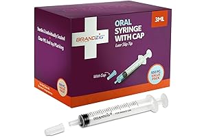 3ml Syringe with Cap (100 Pack) | Needle-Free Oral Dispenser | Luer...