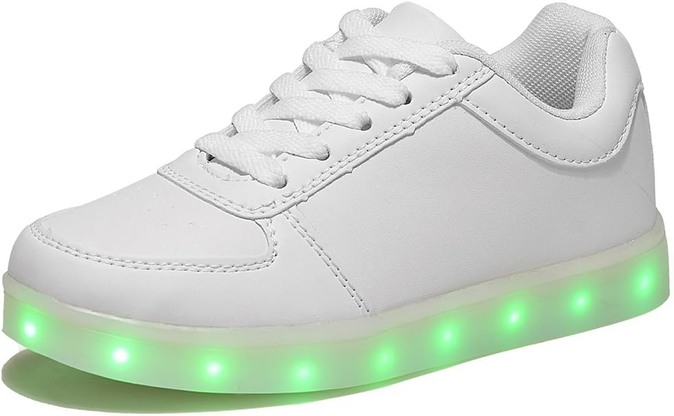 High Top Led Light Up Shoes for Little Kid/Big Kid USB Rechargeable Sports Dancing White Sneakers