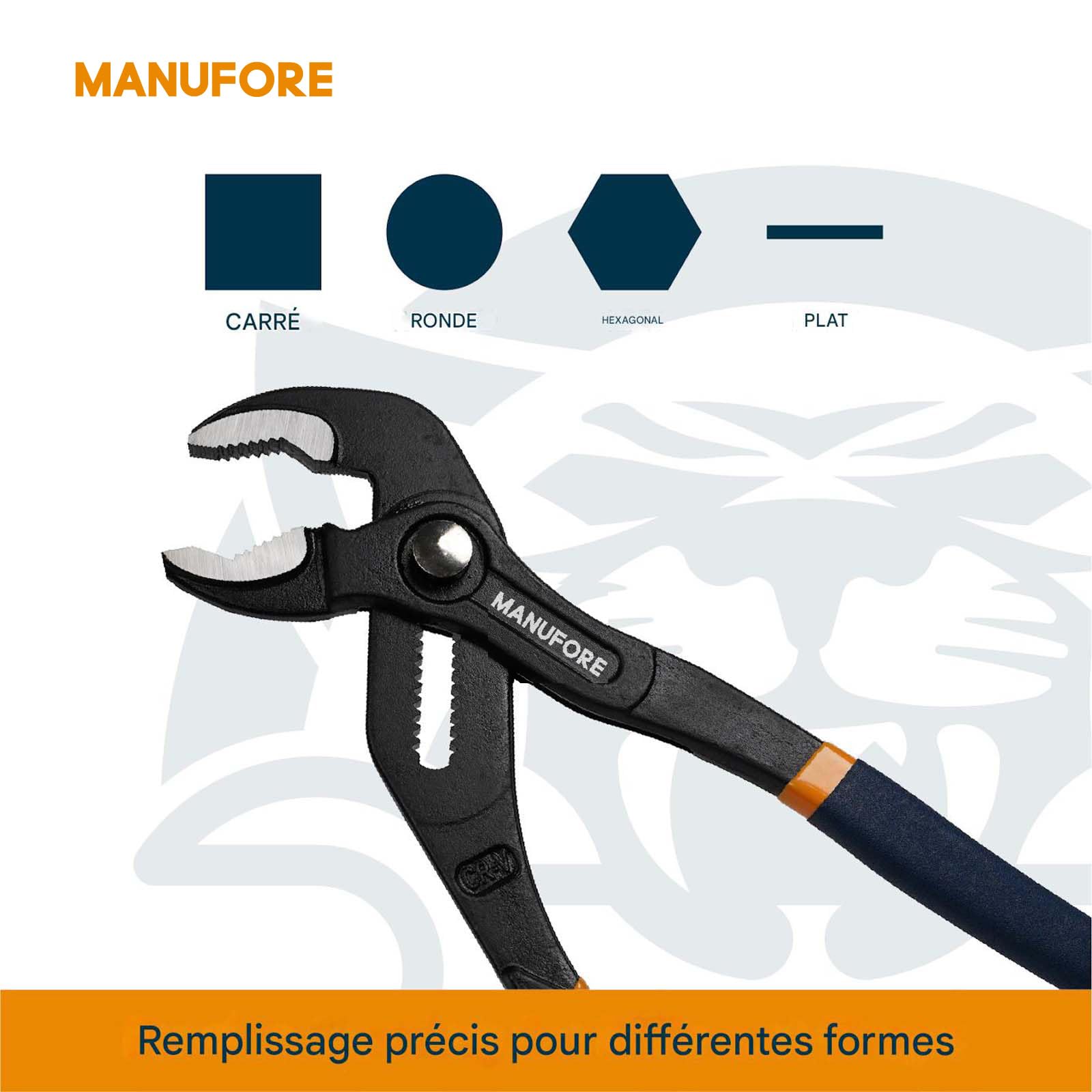 MANUFORE 400 mm Pinces Multiprises- Pince Plombier Grande Taille, Réglage Rapide par Bouton, Antidérapante & Durable,pour Bricolage & Plomberie