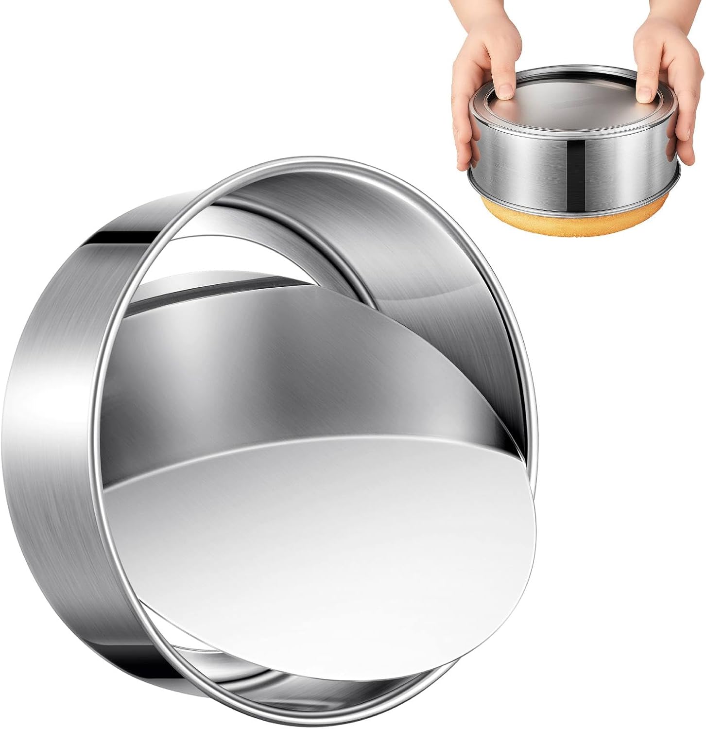 9 Inch Cake Pan, Leakproof & Nonstick, Removable Bottom & Easy Releasing Round Cake Pan, 304 Stainless Steel Cake Baking Pans, Non-Toxic & Healthy, Dishwasher Safe