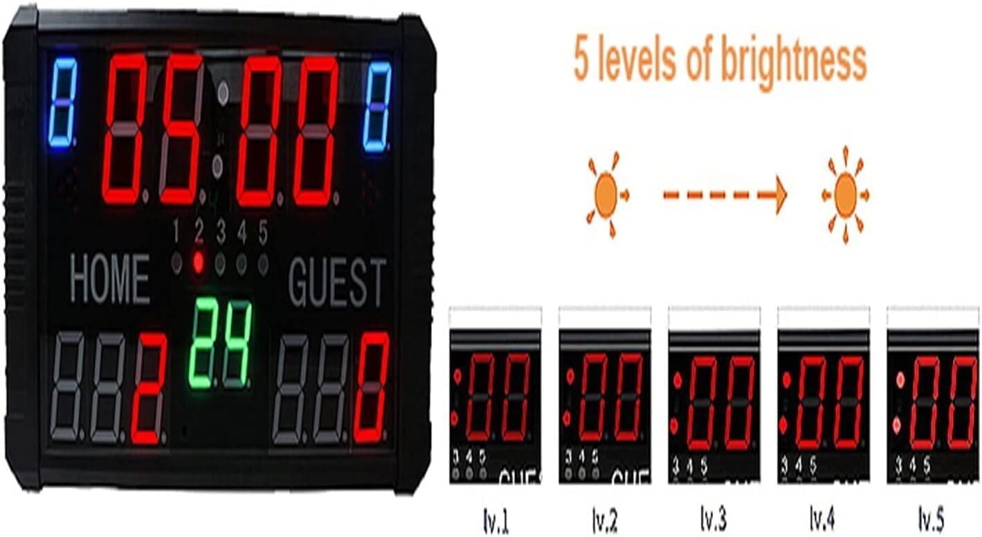 TIST LED Portable Desktop Scoreboard, Professional Outdoor 14 Digit Multi Sport Electronic Digital Basketball Scoreboard(with Bracket)