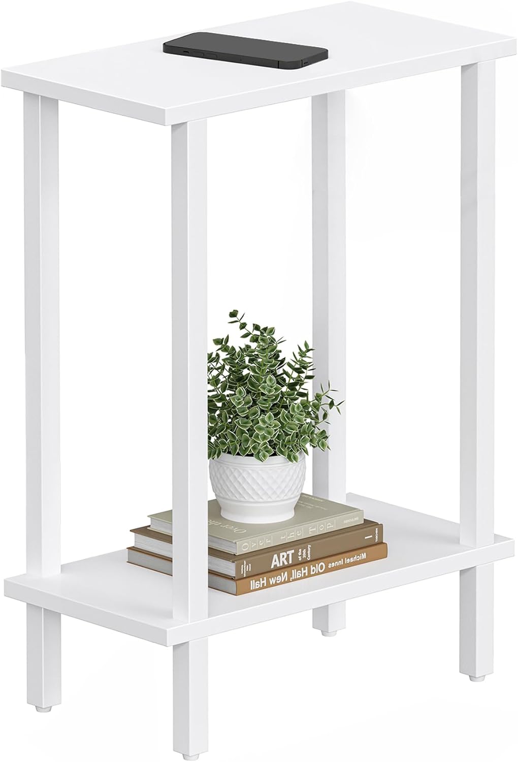 TUTOTAK Small Side Table, Narrow End Table, Skinny Sofa Table, Slim Nightstand, Couch Table, Living Room, Bed Room, White TB01BW062 2-Tier?7.9"D x 15.8"W x 22.5"H? White 1