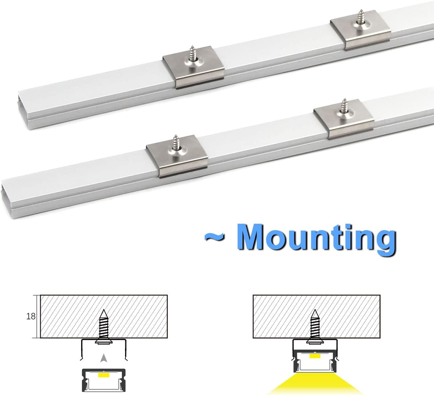 VST 10Pack 3.3 ft LED Aluminum Channel with Milky White Cover U Shape 15x8mm, Led Strip Light Track with End Caps and Mounting Clips Accessories, Aluminum Profile for Led Strip Lights