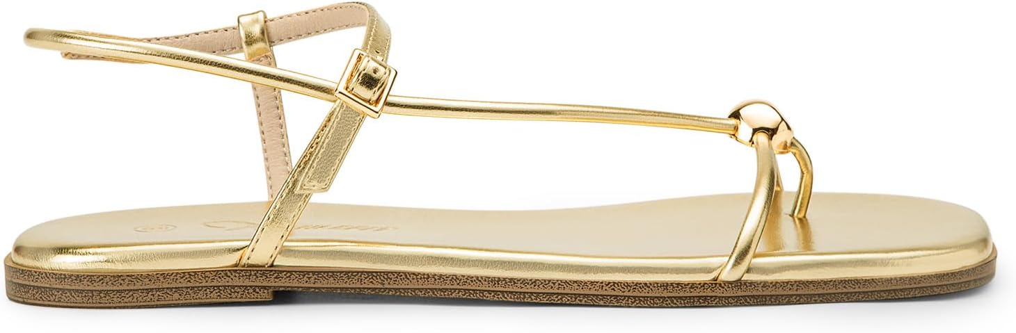 Athlefit Strappy Flat Sandals for Women Square Open Toe Comfortable Ankle Strap Beach Thong Flip Flop Sandals - Image 3