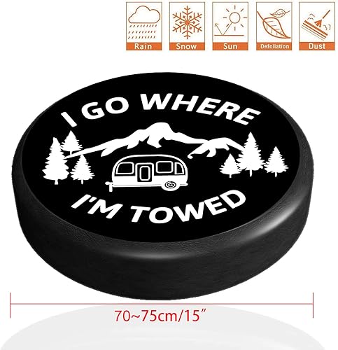 Miniatura 3 de FINGERINSPIRE I GO Where I'm Towed, cubierta de neumático de repuesto a prueba de polvo, protector universal de neumáticos para caravana, viaje,
