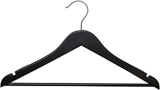 NAHANCO 20217WB, 17â€ Premium Wooden Suit Hanger, Black Low Gloss â€“ 100/CTN