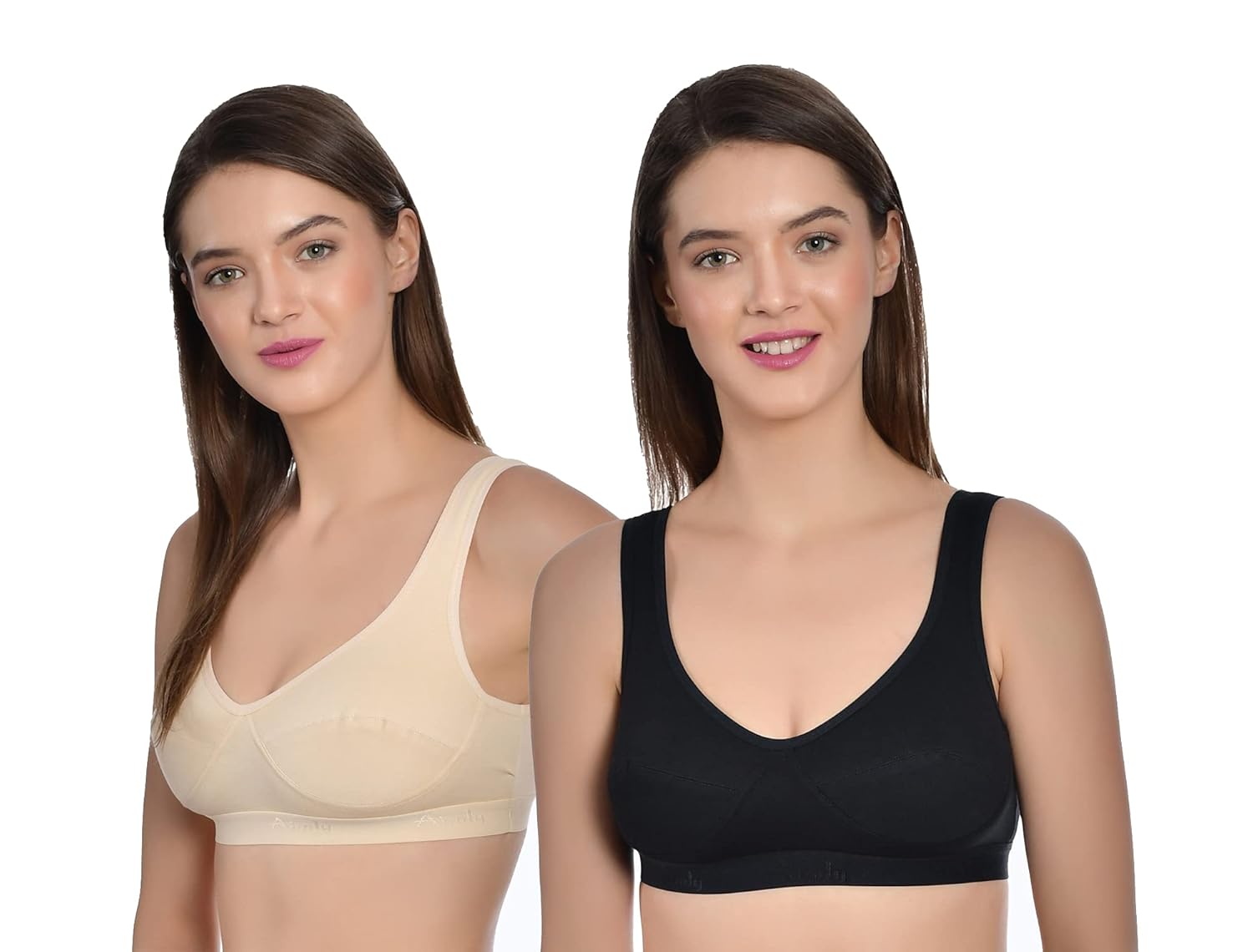 Aimly Women’s Cotton Non-Padded Non-Wired Ful Coverage Sports Bra Pack of 2