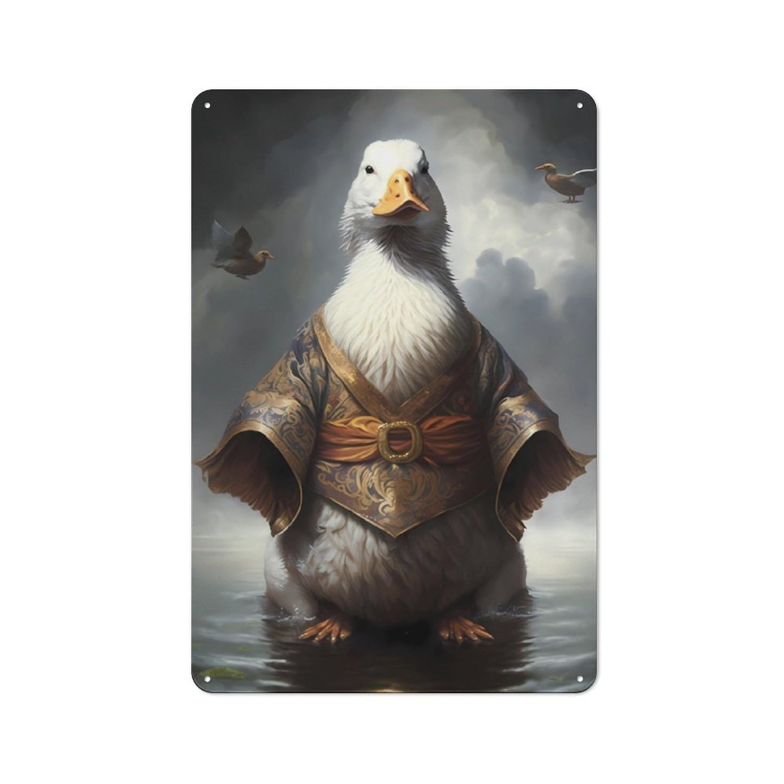 Junmoney Duck Stylish Tin Wall Plaque 30X20cm With For Man Cave Or Games Room, A Housewarming Gift For Leisure-Room Decor Enthusiasts