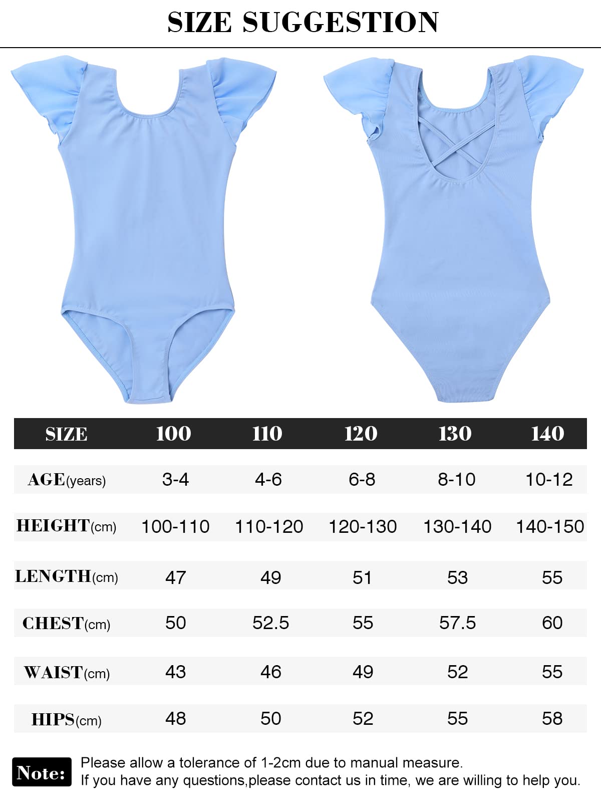Bezioner Body Danza Classica Bambina Body Ginnastica Artistica Bambina Ballet Leotard Manica a Sbuffo per 3-12 Anni