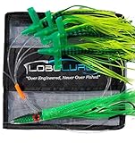 Lobo Lures #222 Green Machine Tuna Bullet Commotion Splash Fishing Daisy Chain 400lb Leader & 10/0 Hook