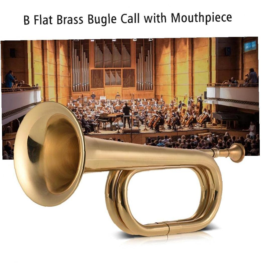 Bugle Call Trompeta De Caballería Cuerno Instrumento De Metal con Boquilla para La Escuela Banda B Flat