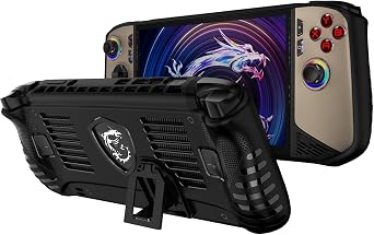 Protective Case for MSI Claw 8 AI+ A2VM 8 Inch PC Gaming Handheld 2025 MSI Claw 8 AI+ TPU Grip Cover Back Shell Accessories with Ergonomic Grip & Kickstand Black