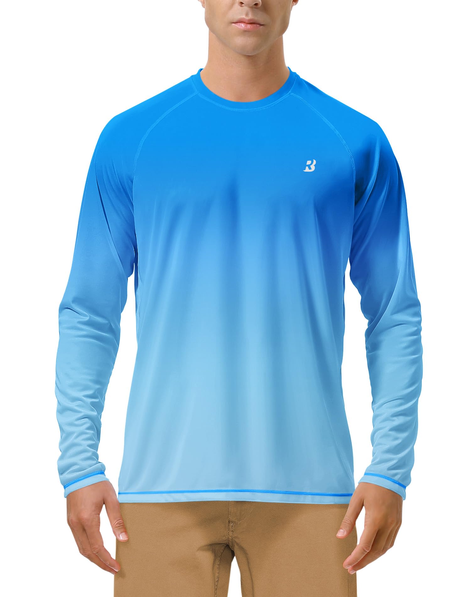 Roadbox Mens UPF 50+ UV Sun Protection Shirts Outdoor Long Sleeve SPF Rash Guard for Fishing Hiking Swimming Running