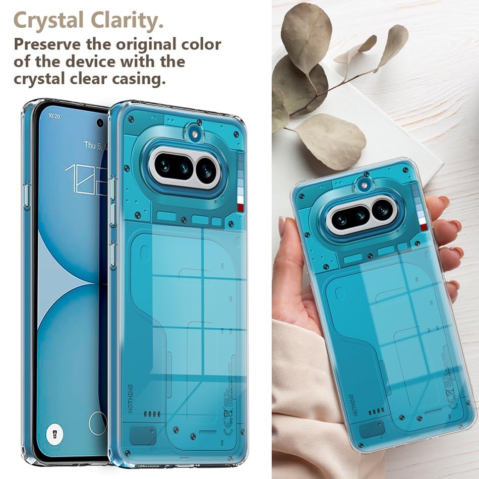 Image of Fashionury Crystal Clear Case for Nothing Phone 4a 5G | Yellowing Resistance | Transparent TPU Silicone | Raised Camera Lips | Slim Transparent Cover