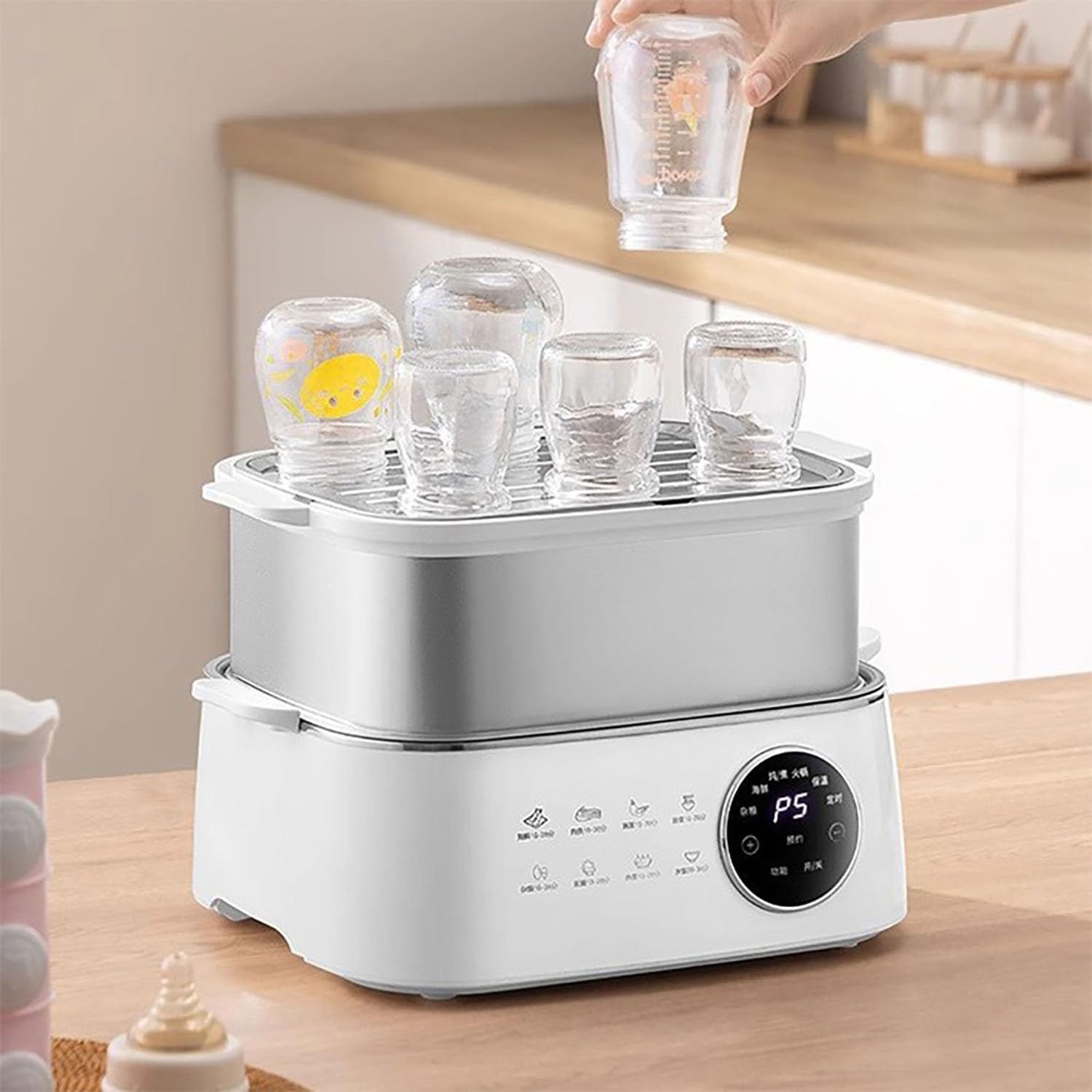 Vaporiera elettrica domestica a 3 livelli e pentola calda in acciaio inossidabile: grande capacità, integrazione multifunzionale per cottura a vapore/cottura - Disponibile in preordine