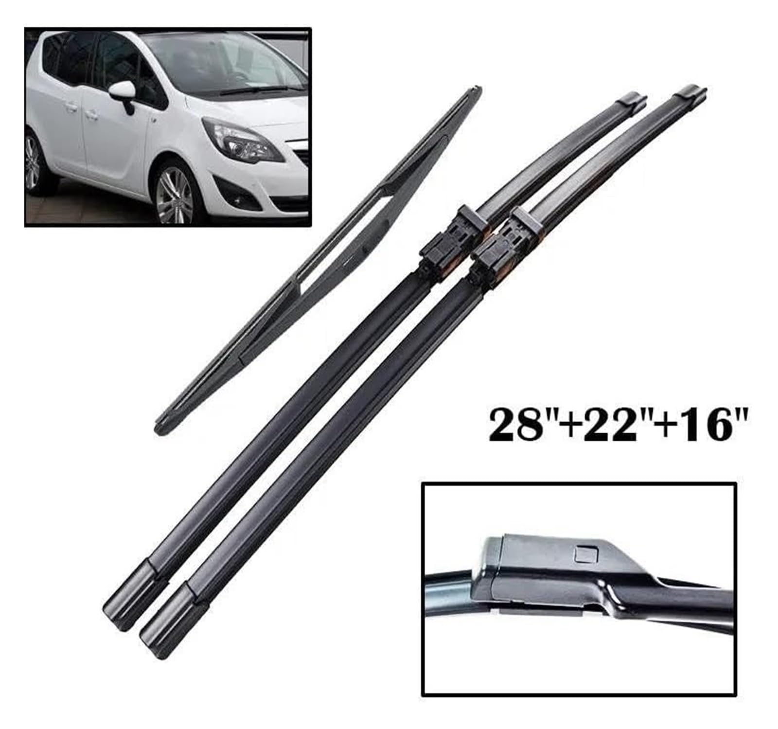 Spazzole Tergicristallo Per Meriva B 2010-2017 Spazzole Tergicristallo Auto 28 "22" 16 "Anteriore Posteriore Tergicristallo Parabrezza Spazzole Tergicristallo